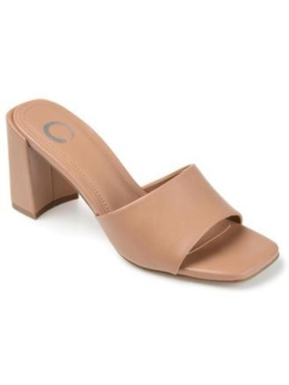 Women's Journee Alisia Heeled Mule Sandal Nude 6.5 Block Heel